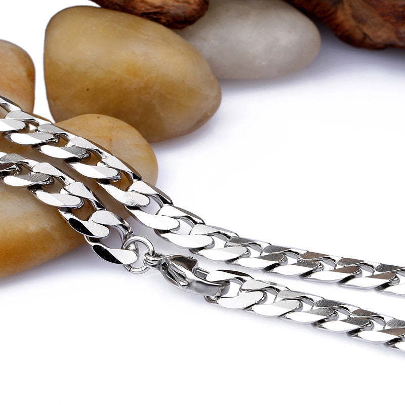 Men's Titanium Steel Necklace, Trendy Rhombus 7mm Thick Chain, Men's Necklace, Foreign Trade