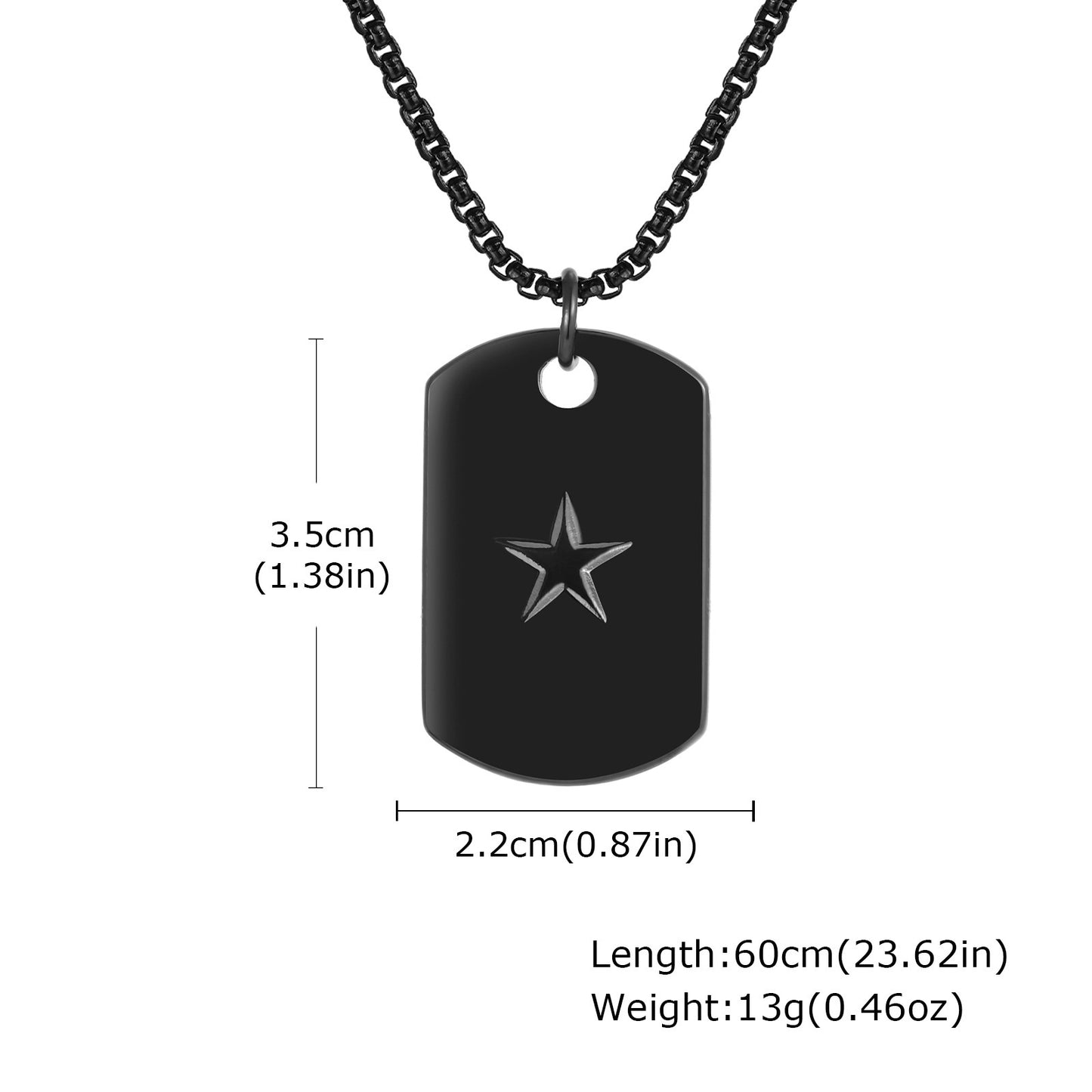 Planderful Mens Hip Hop Pentagram Stainless Dog Tag Pendant