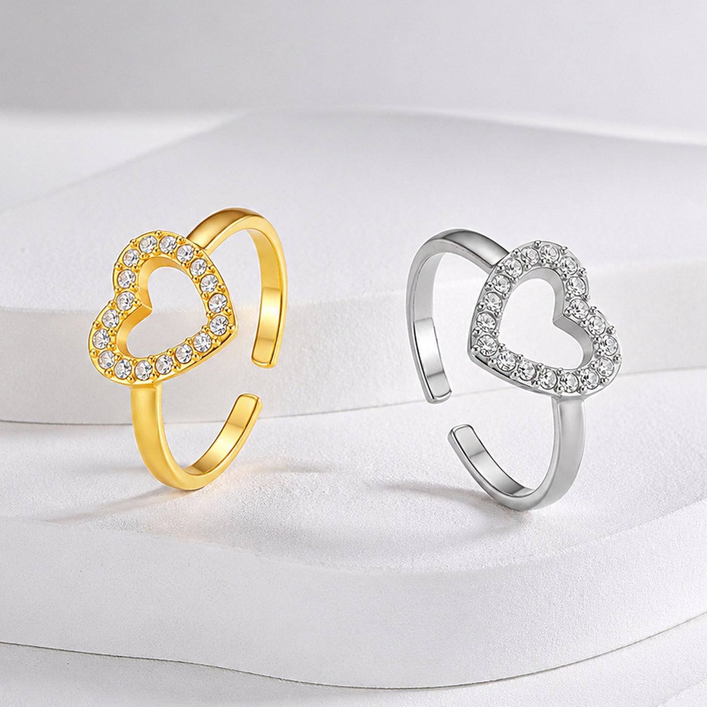 Planderful Zircon Stainless Steel Ring Adjustable For Women Unisex Everyday Genie Jewelry