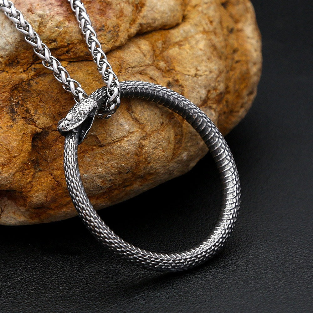 Planderful Stainless Steel Snake Necklace For Men Retro Hip Hop Pendant Durable Gift For Him