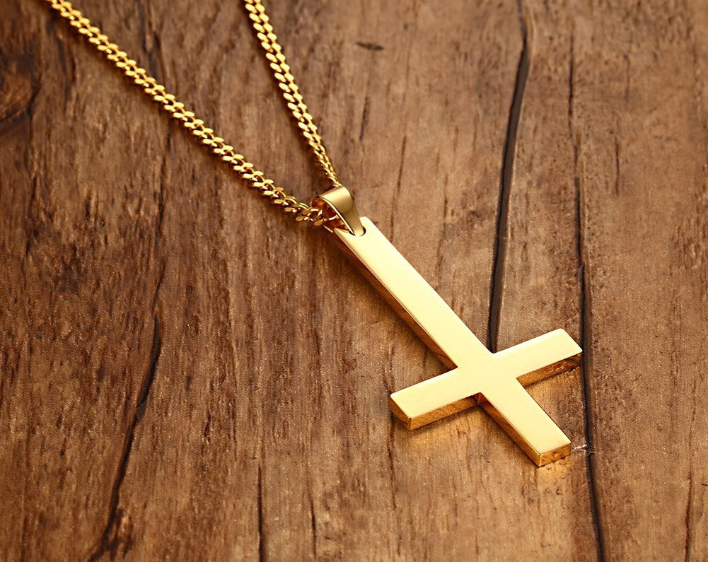Stainless Steel Jewelry Wholesale 55MM Upside Down Cross
