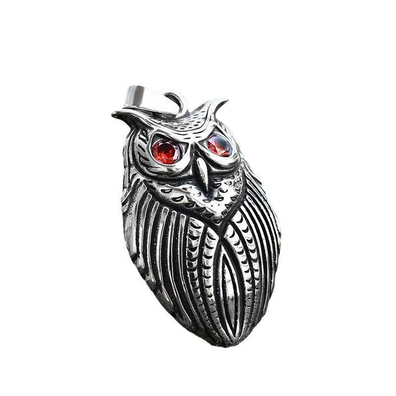 Titanium Steel Retro Owl Pendant for Men - European and American Style Accessories