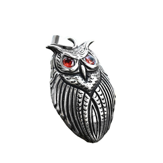 Titanium Steel Retro Owl Pendant for Men - European and American Style Accessories