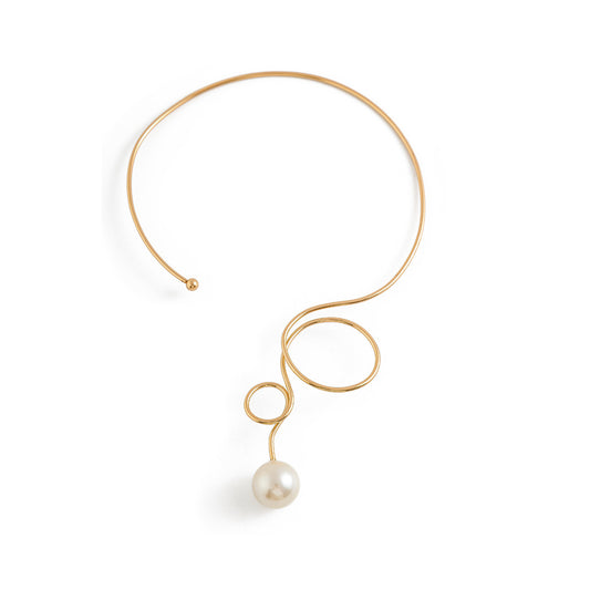 Pearl-Style Water Drop Hoop Choker