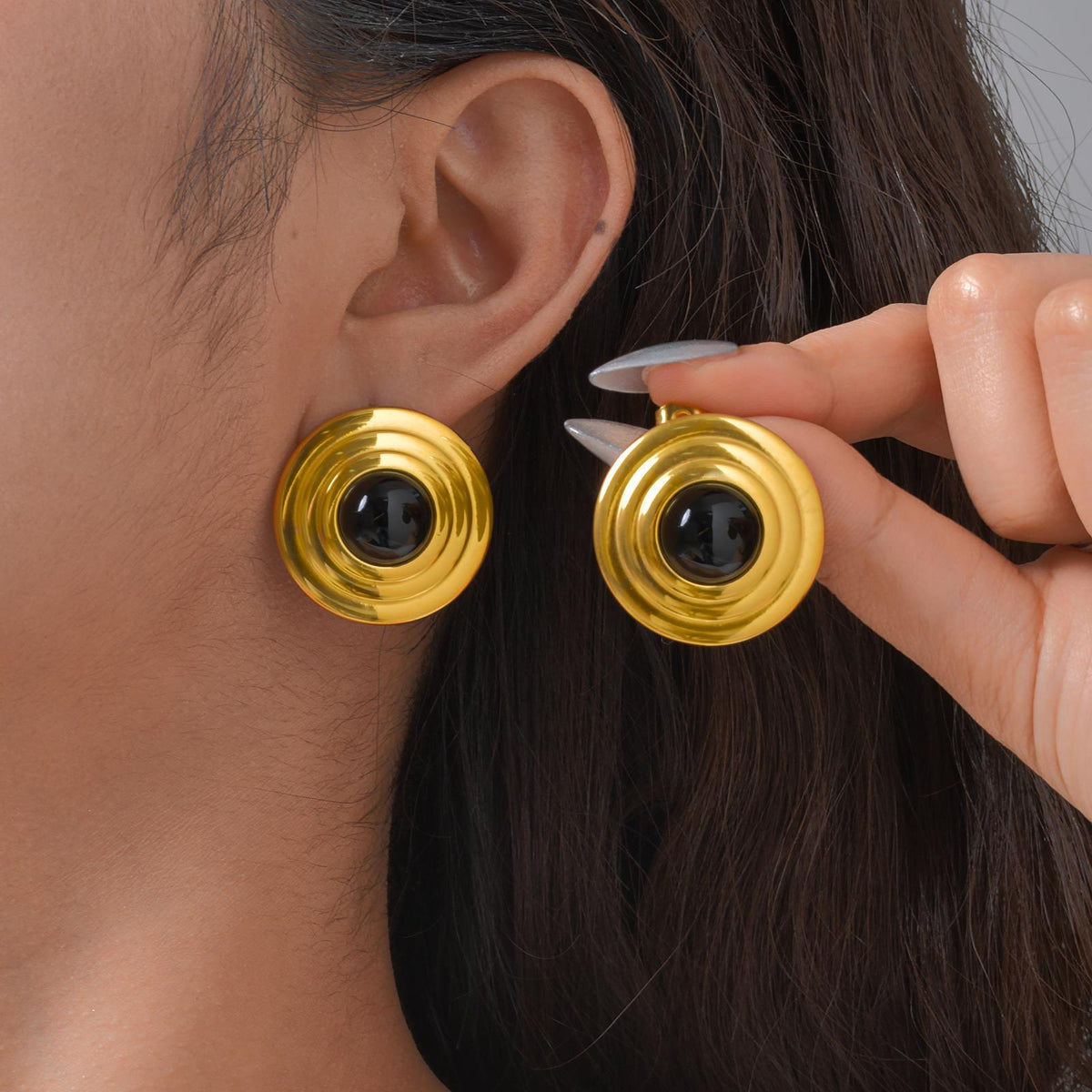 Stainless Steel Vintage Black Earrings