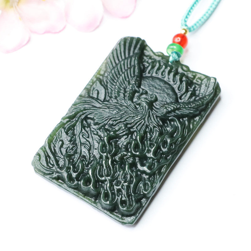Taqing Hetian Jade Dragon & Phoenix Pendant