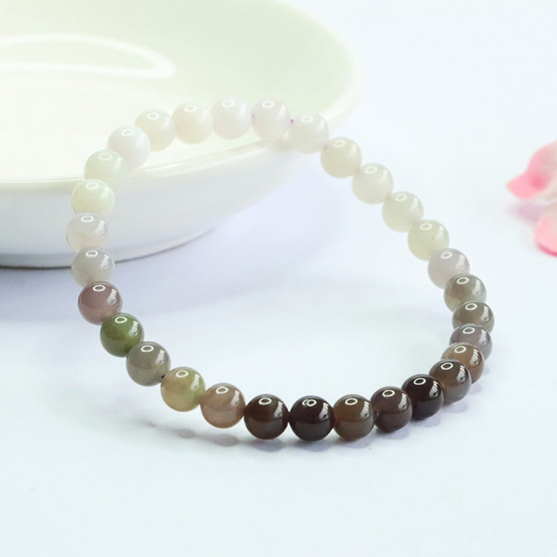 Smoke Purple Hetian Jade Round Bead Bracelet