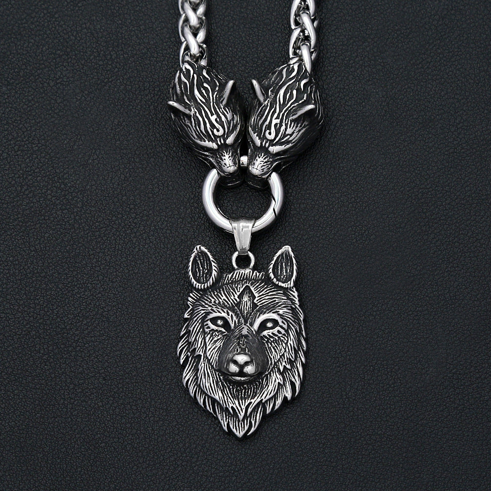 Viking Wolf Stainless Steel Men's Necklace