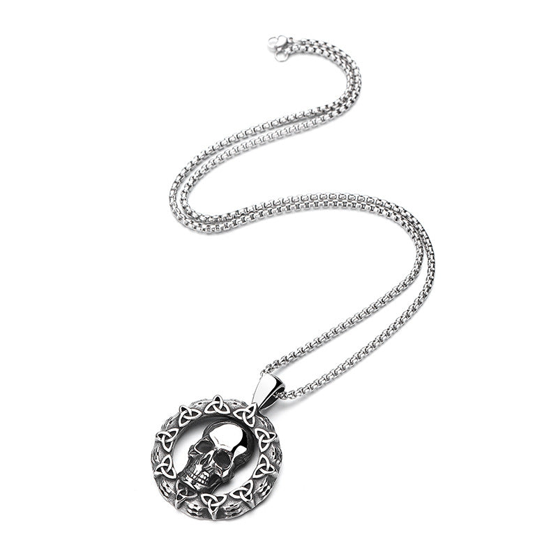Steel Necklace – Vintage Viking Odin Celtic Knot Skull Pendant For Men And Women Stainless Steel Jewelry