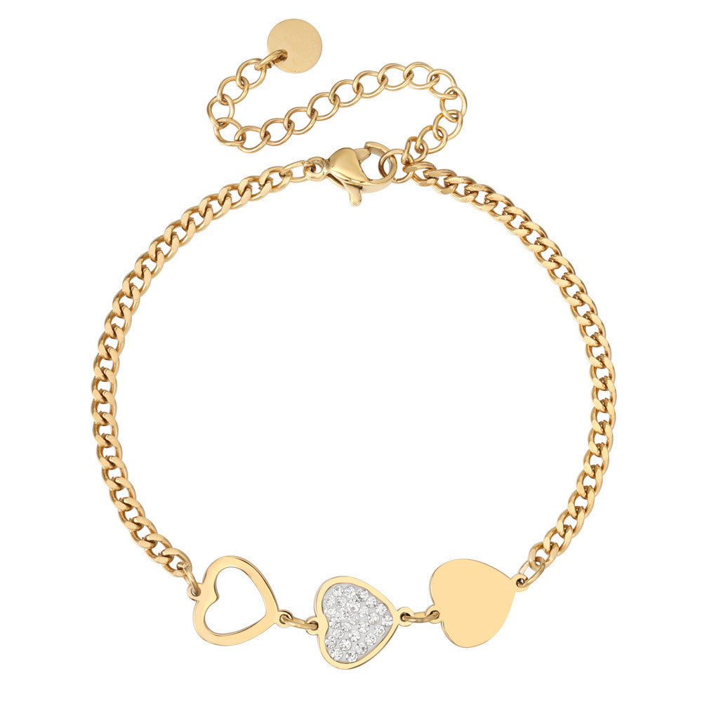 Planderful Shell Zircon Peach Heart Bracelet For Women Chic