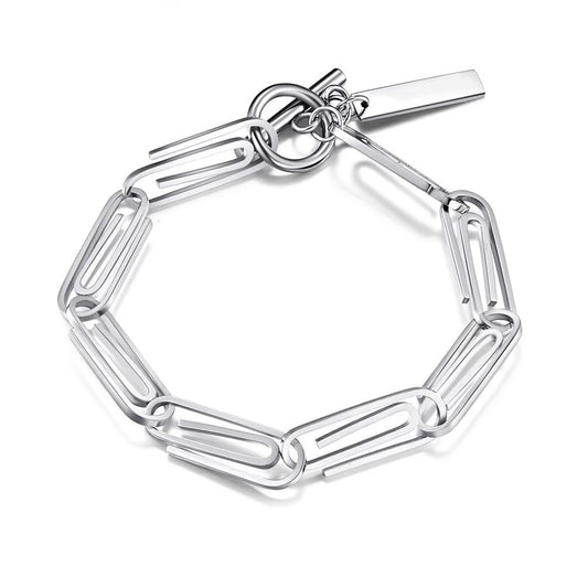 Planderful Jewelry Paper Clip Bracelet Elegant Titanium Steel Unisex Accessory for Men and Women