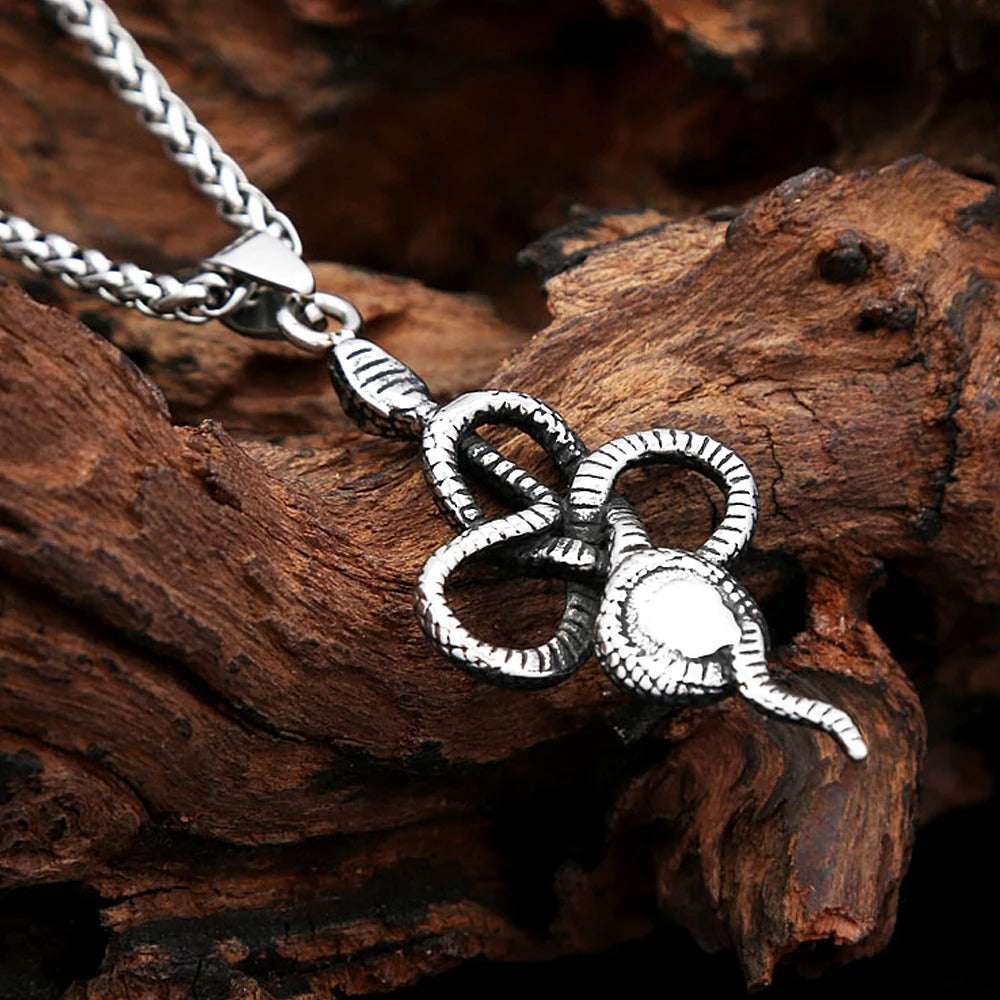 Gothic Viking Snake Stainless Steel Men's Pendant Necklace