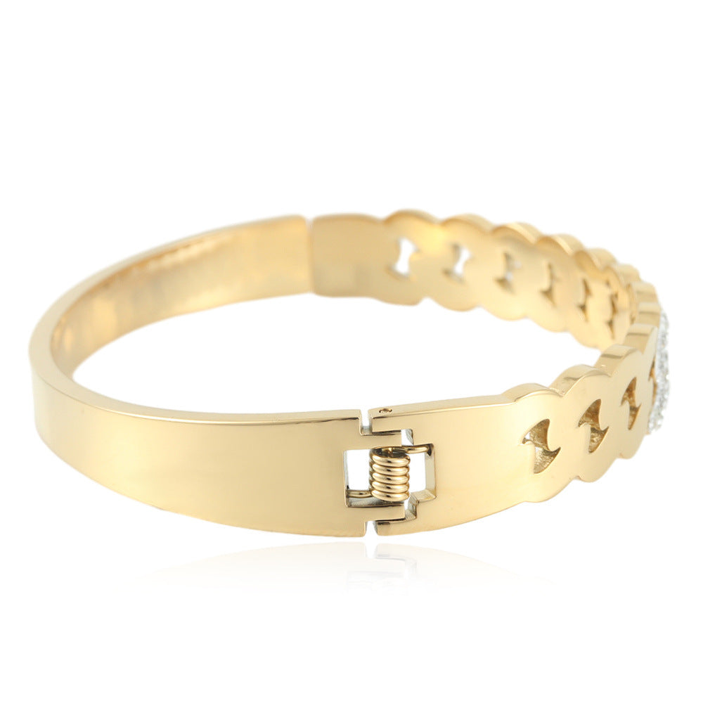 Elegant S-Shaped Hollow Titanium Steel Bracelet for Women - Modern Light Luxury Fashion Accessory