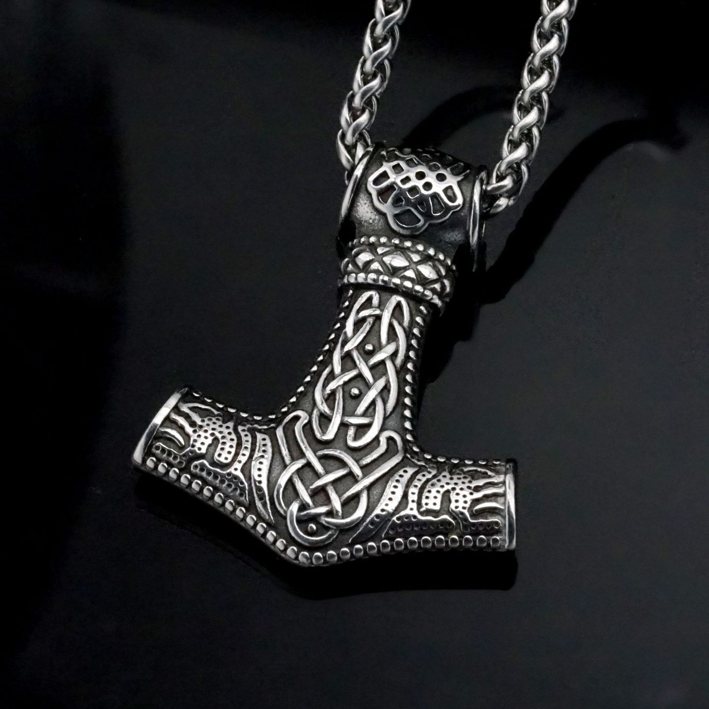 Steel Necklace – Statement Nordic Viking Thor Hammer Pendant for Everyday Wear and Style
