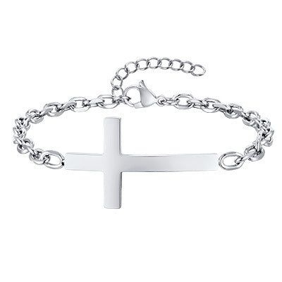 Men's Stainless Steel Cross Bracelet