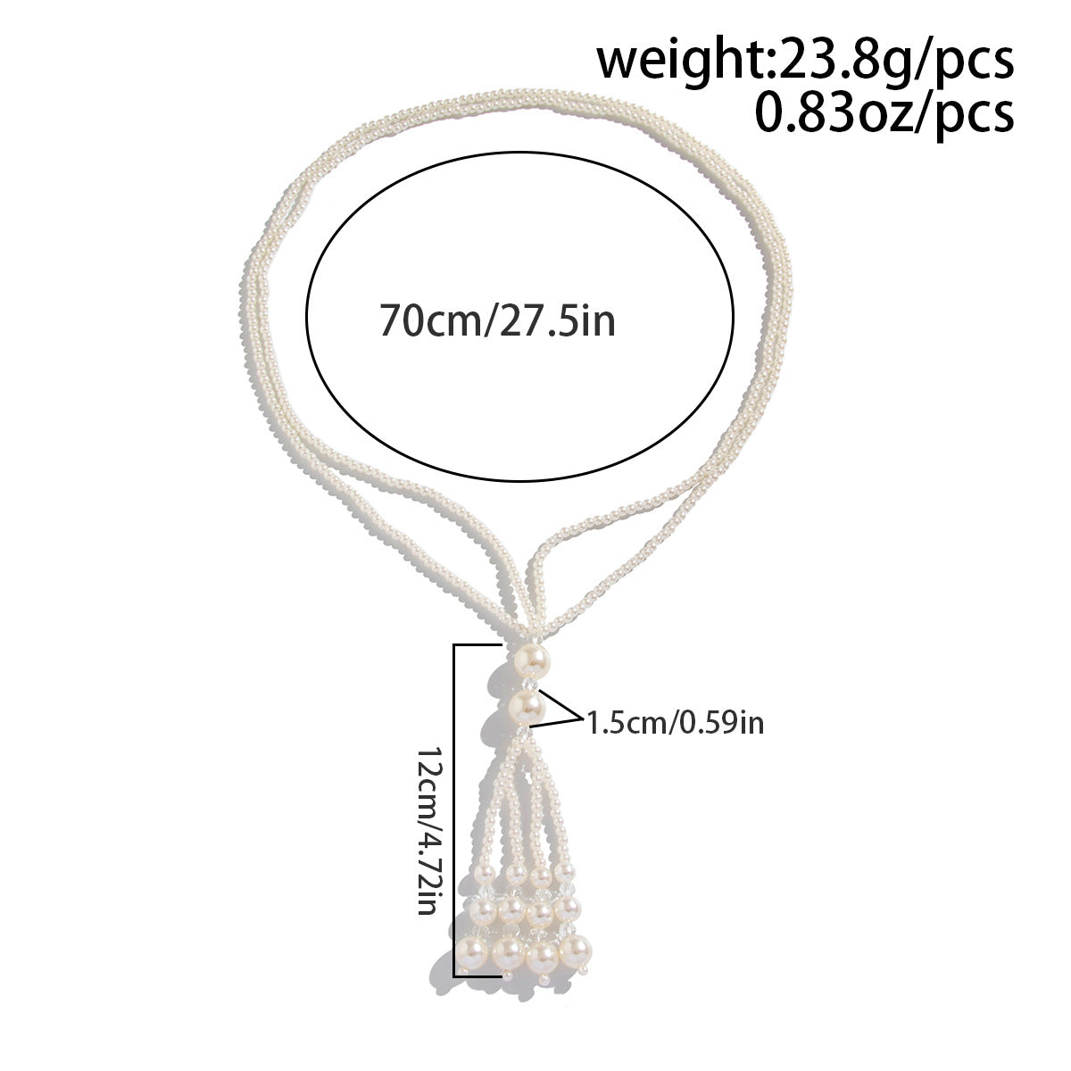 Knotted Pearl & Crystal-Style Tassel Necklace