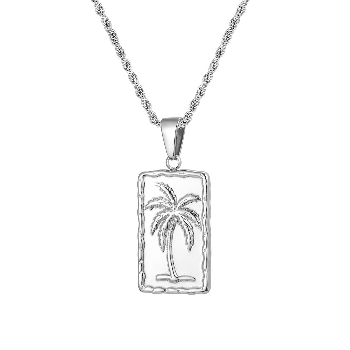 Planderful Stainless Coconut Tree Pendant Necklace For Men