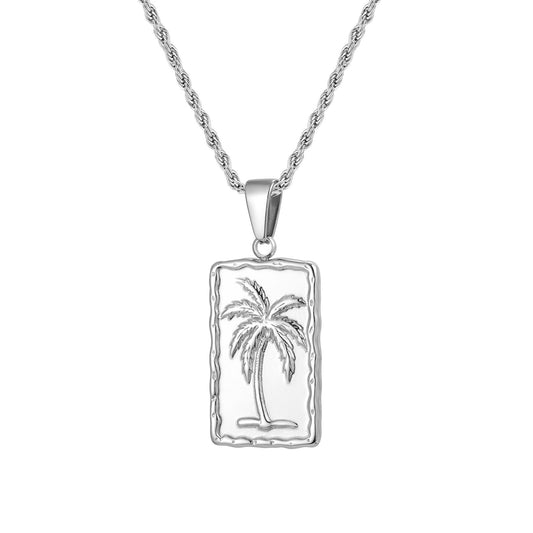 Planderful Stainless Coconut Tree Pendant Necklace For Men