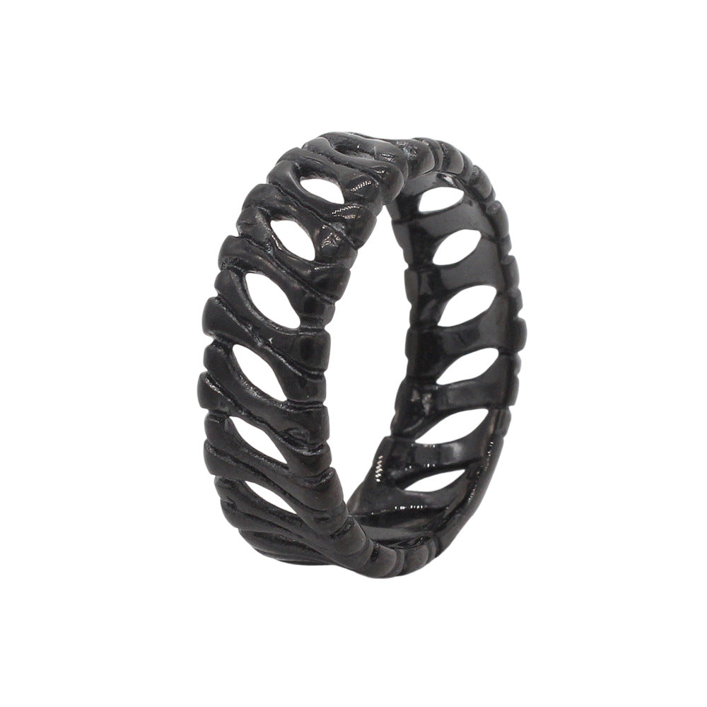 Planderful Jewelry Titanium Ring For Men Retro Bone Design In Stainless Steel Gift Ready