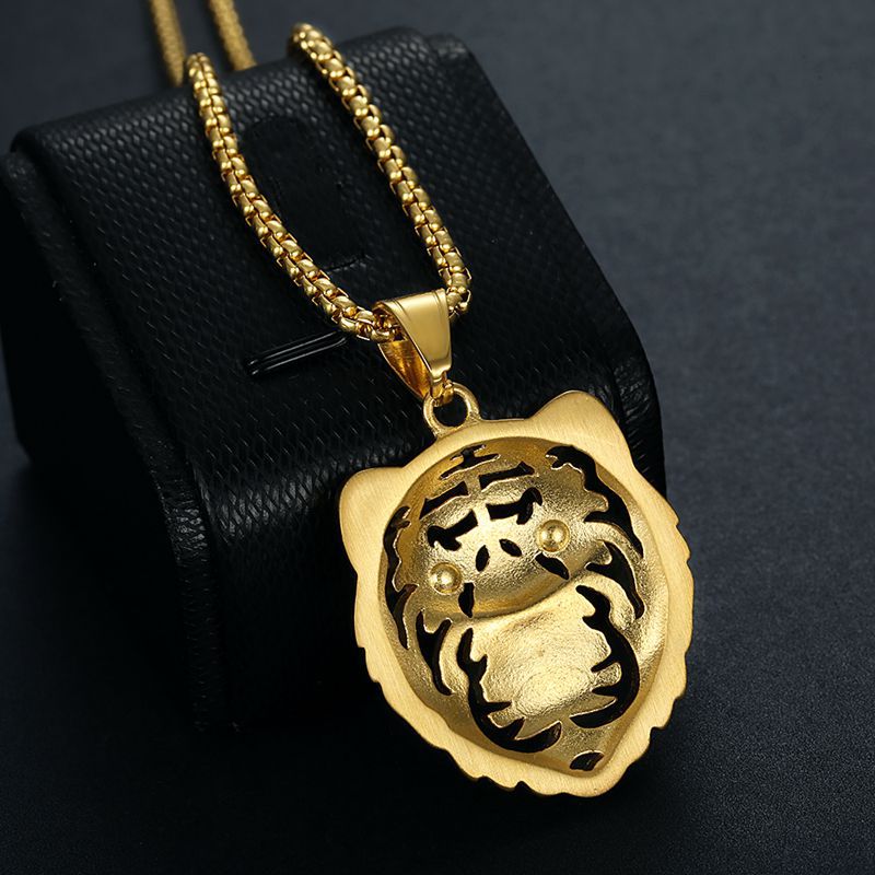 Rhinestone Necklace - Statement Tiger Head Pendant