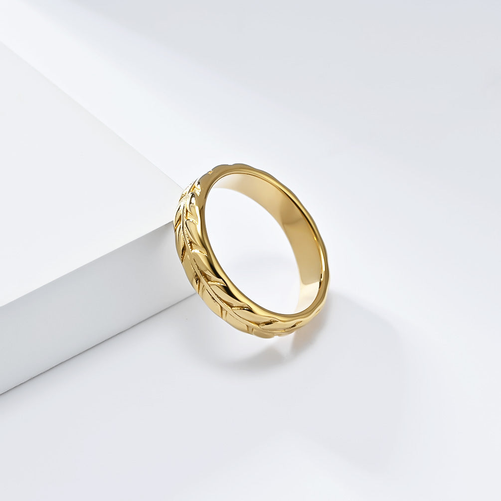 Planderful Everyday Genie Rhombus Tulip Titanium Steel Ring For Women Light Luxury Gold Plated