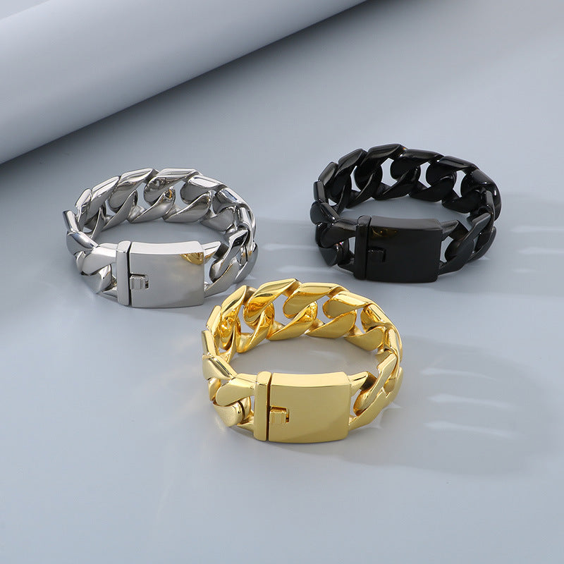 Mens Titanium Steel Cuban Chain Necklace European Style