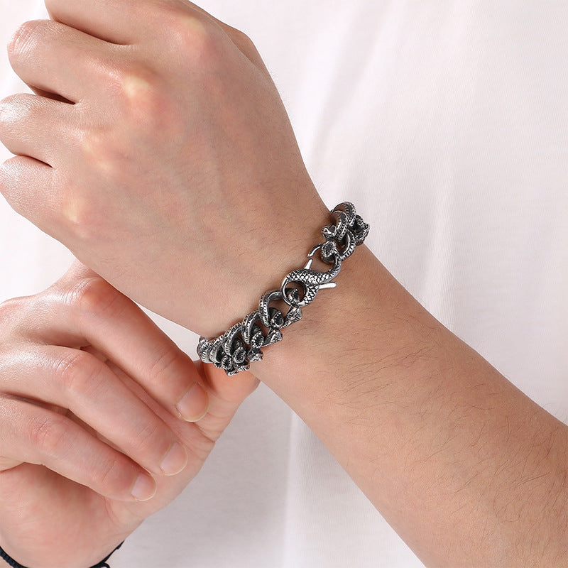 Halloween Full Of Snake Figure-Eight Buckle – Dark Winding Small Snake Man Stainless Bracelet