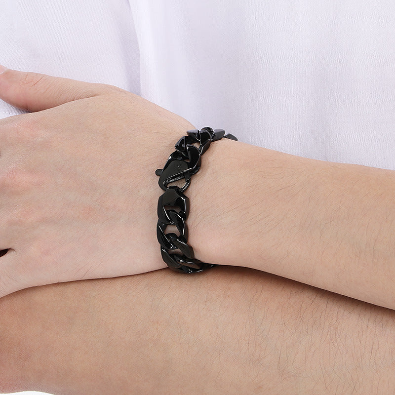 Hip-Hop Minimalist Bracelet – Vacuum Electroplated Dopamine Cut-Edge Cuban Chain