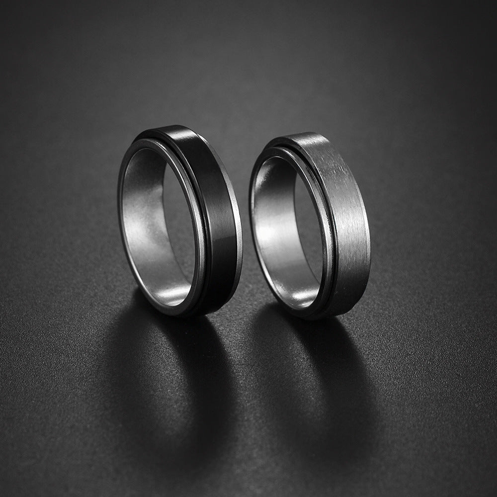 Rotating Decompression Stainless Steel Sand Ring - Men's Fashion Jewelry