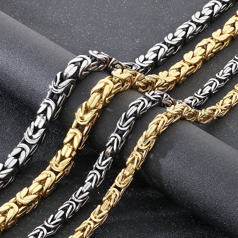 Planderful Men Titanium Steel Necklace Retro Imperial Chain