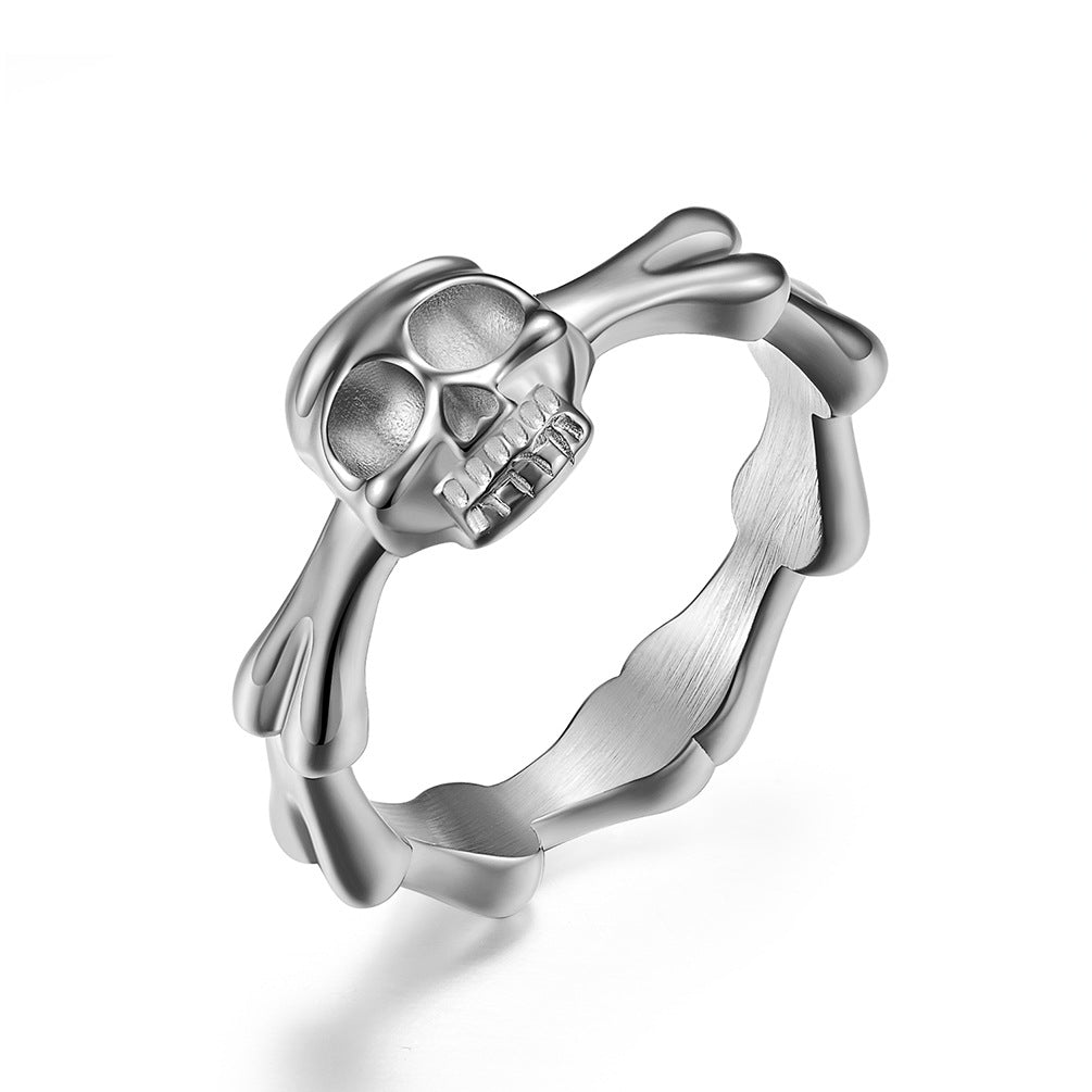 Planderful Skull Ring For Men Women Titanium Steel Punk Rock Motorcycle Style Bold Street Accessory