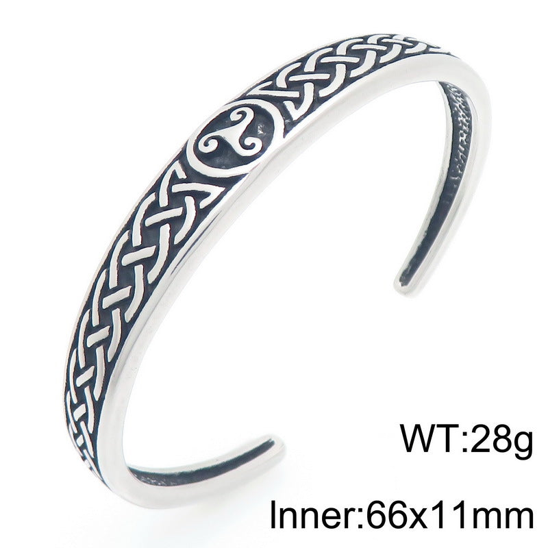 Viking Celtic Knot & Odin Rune Open Bracelet