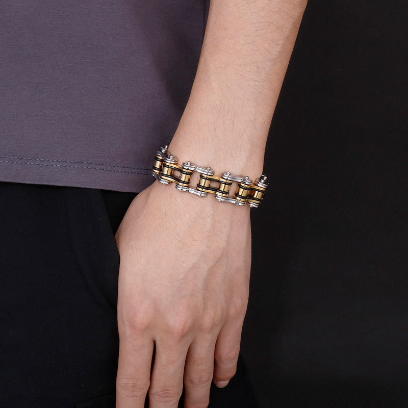 Stylish Custom Hip-Hop Train Bracelet - Men's Gold-Plated Electroplated Accessory