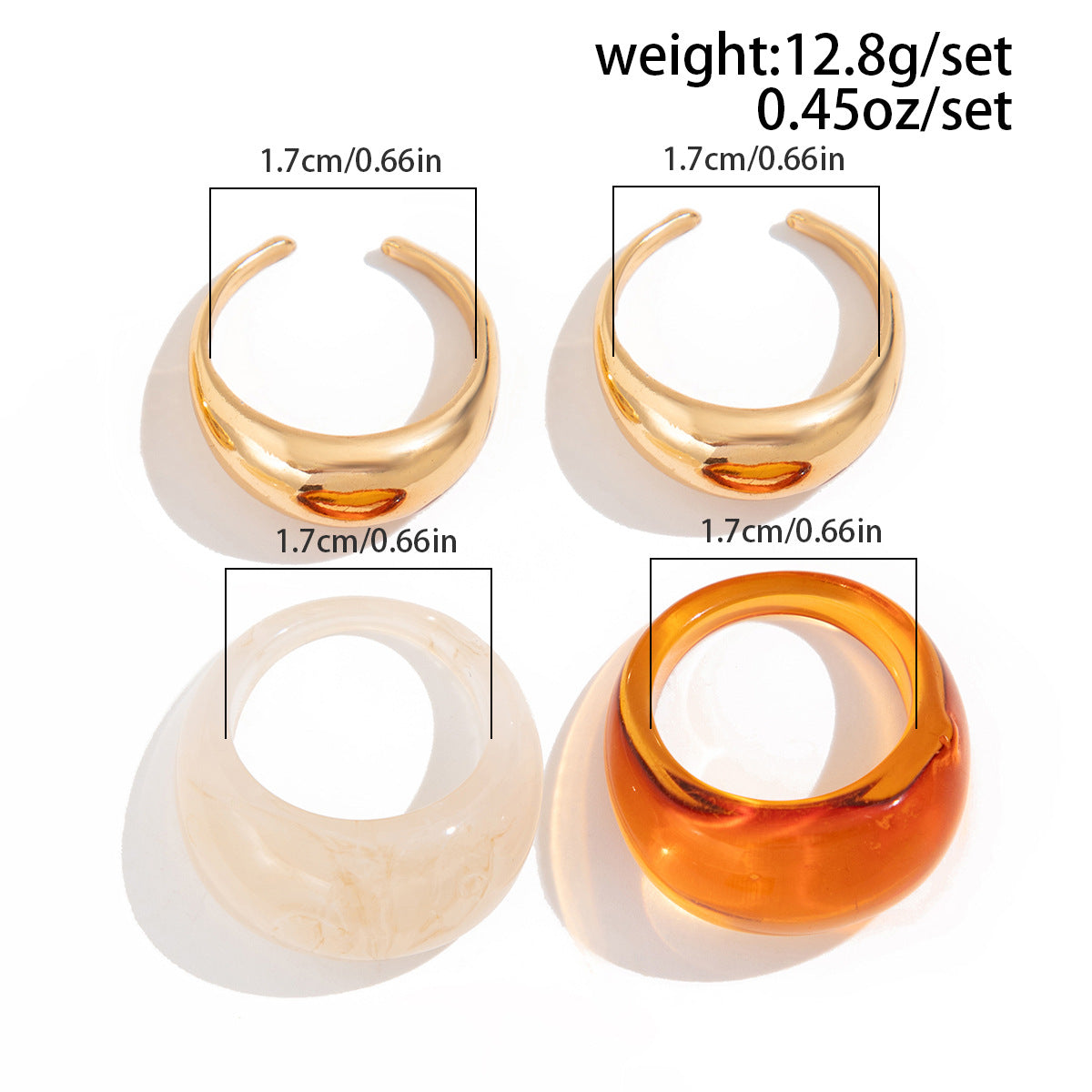 Planderful Vienna Verve Geometric Resin Open Ring Set For Women Statement Colored Jewelry