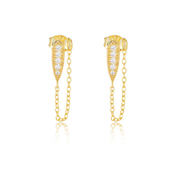 S925 Sterling Silver Earrings Sense Chain Fringed Stud Earrings,