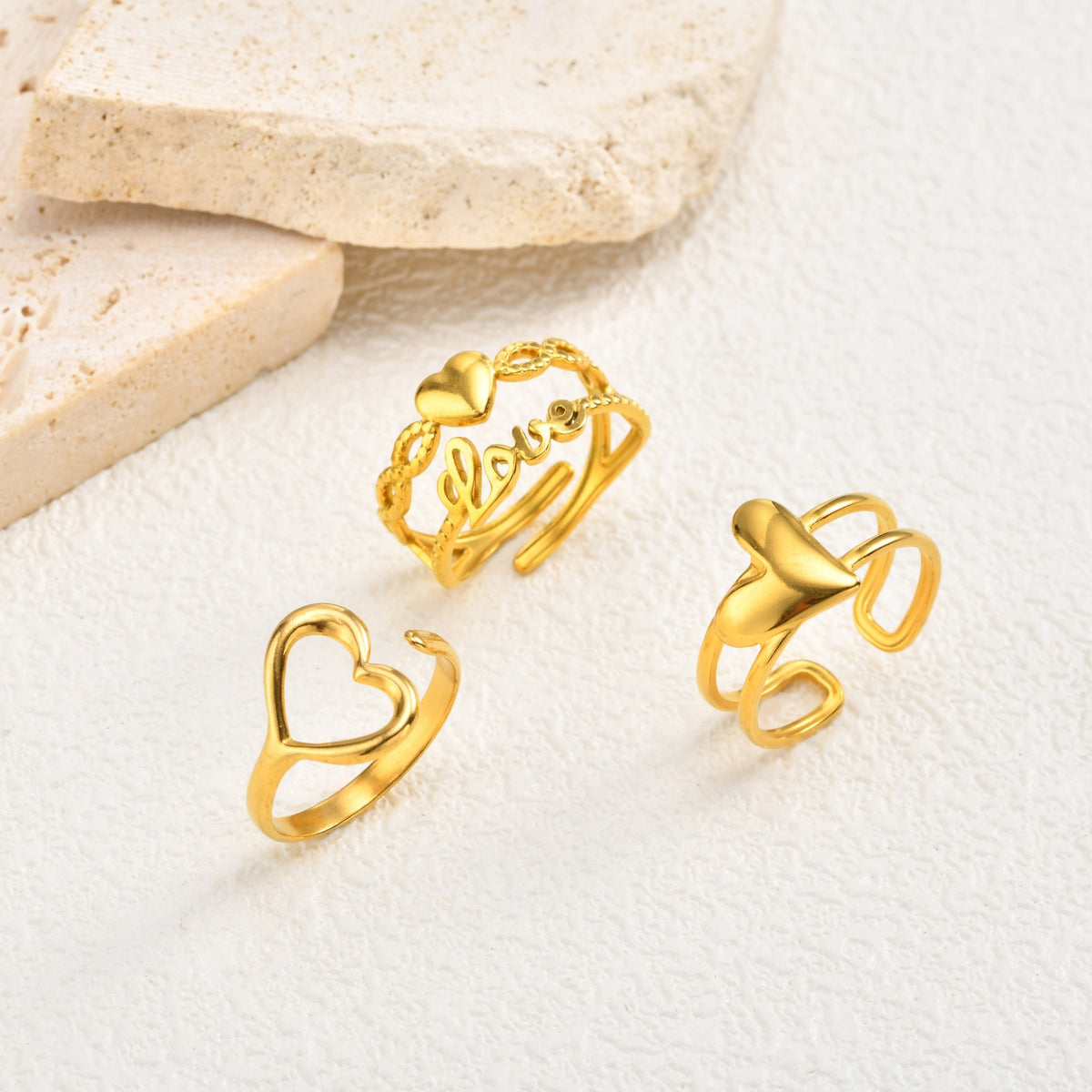 Love Ring Valentine's Day Wear Love Design Stainless Steel Heart Shape