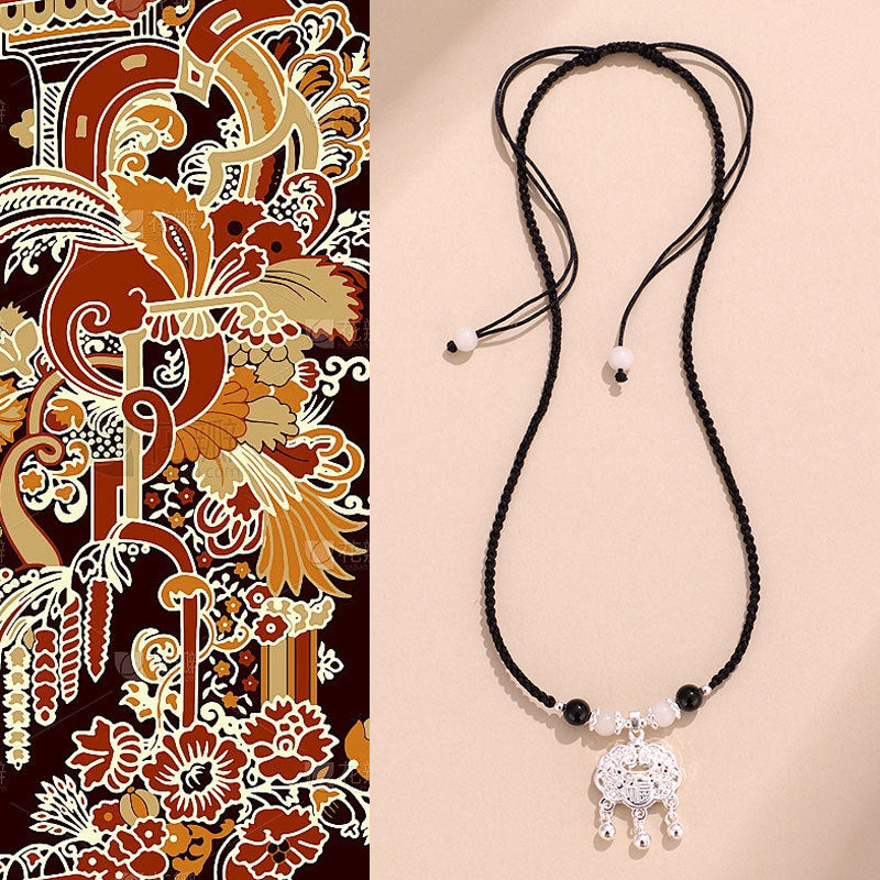 Black Onyx & Bodhi Peace Lock Necklace