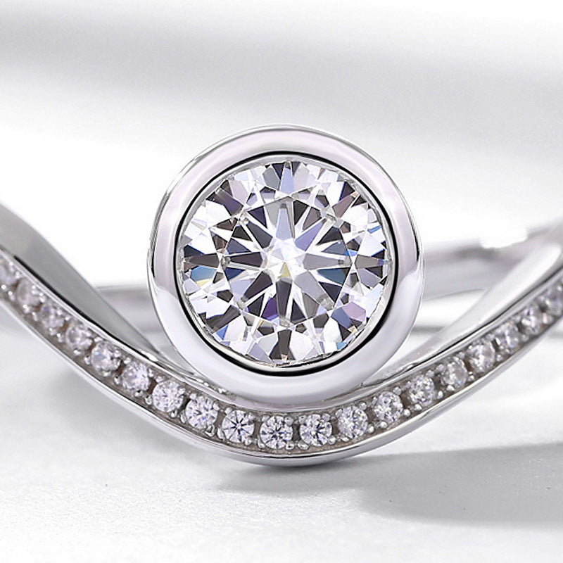 Planderful Wave Moissanite Sterling Silver Ring – 6.5 × 6.5 mm, 1 ct