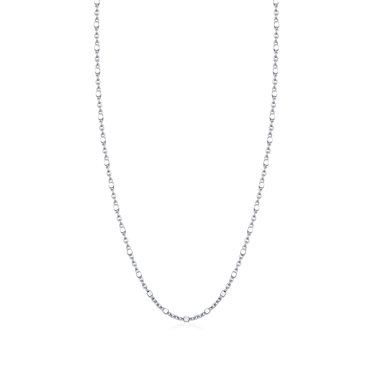 925 Sterling Silver Sequin Plain Chain Necklace