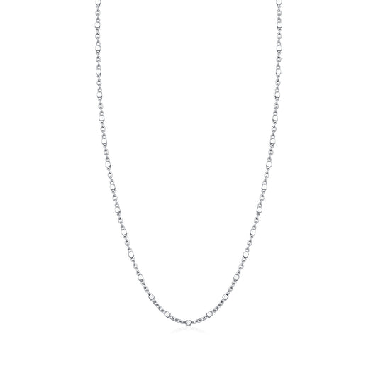 925 Sterling Silver Sequin Plain Chain Necklace
