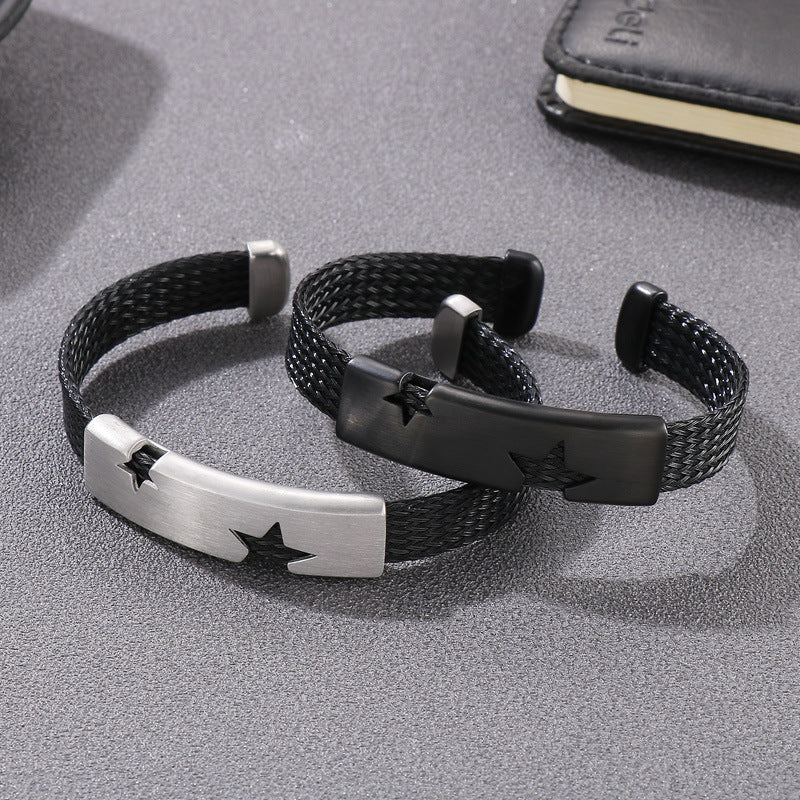 Atmosphere Five-Pointed Star Opening Men's Titanium Steel Bracelet
