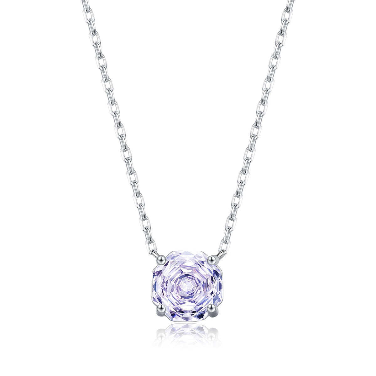 925 Sterling Silver Lavender Rose-Cut Zircon Pendant Necklace
