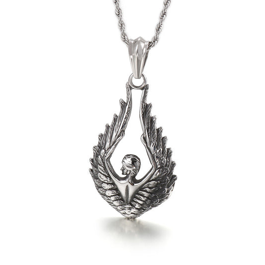 Urban Retro Angel Wings Titanium Steel Pendant for Him