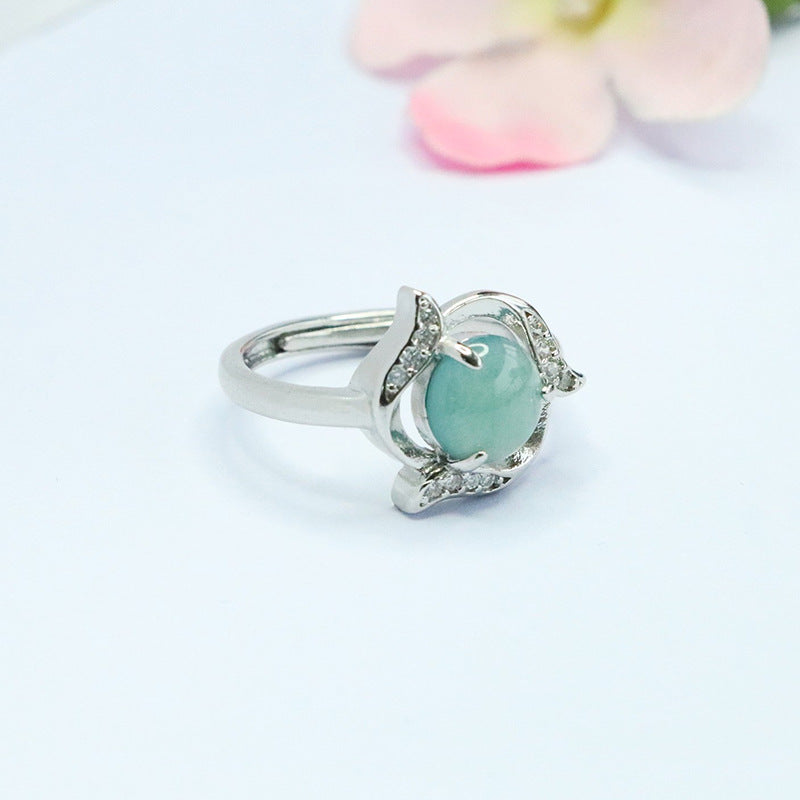 Blue Water Jadeite Vine Ring
