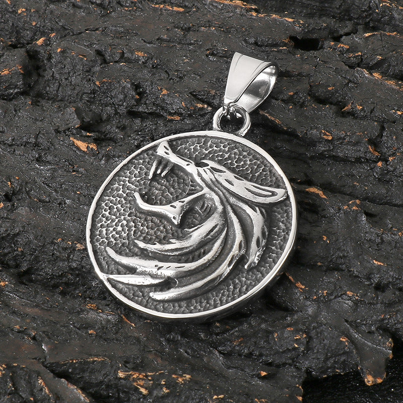 Planderful Viking Wolf Pendant For Men Green Eyed Celtic