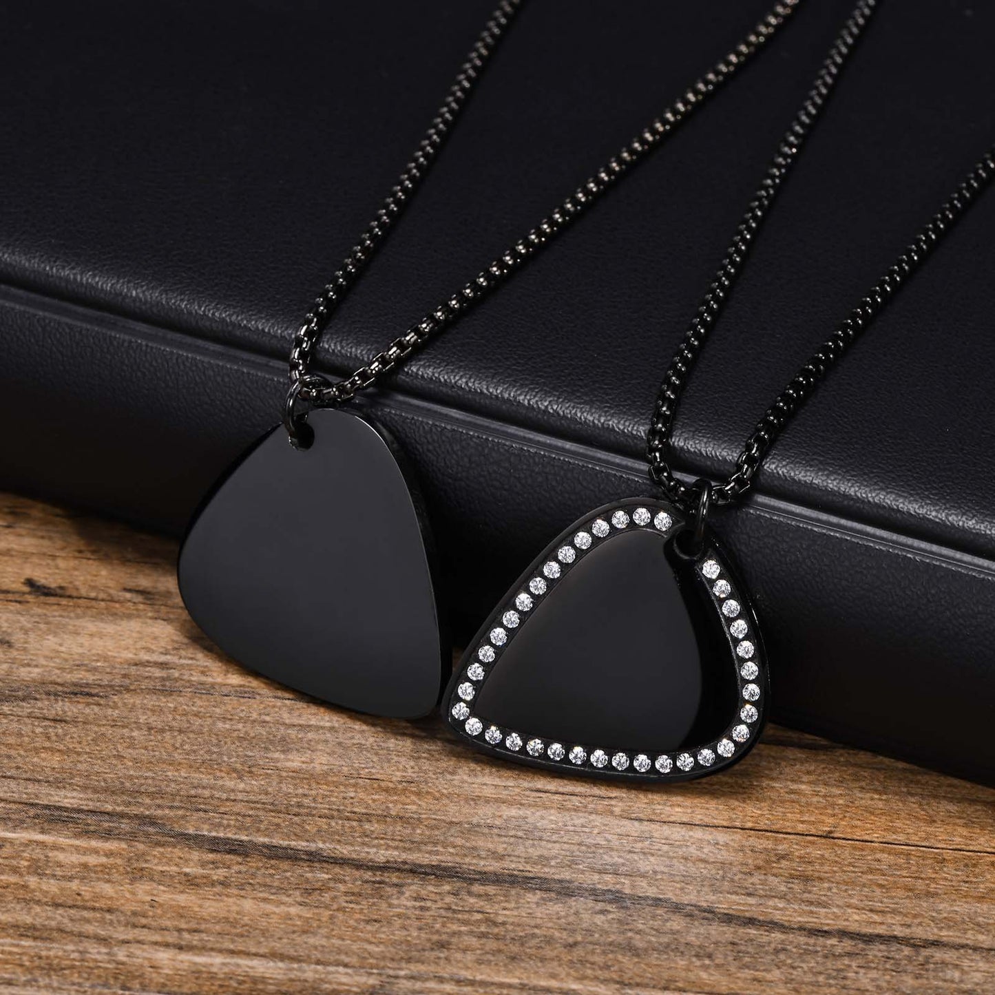 Men's Fashion Accessories Stainless Steel Guitar Pendant Black