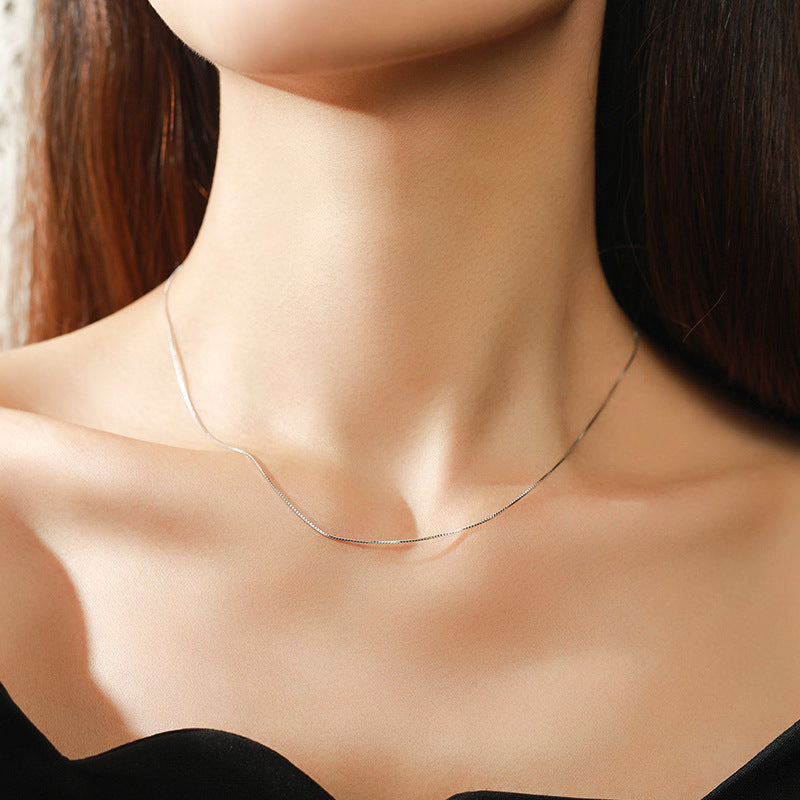 925 Sterling Silver Heart Snake Chain Necklace
