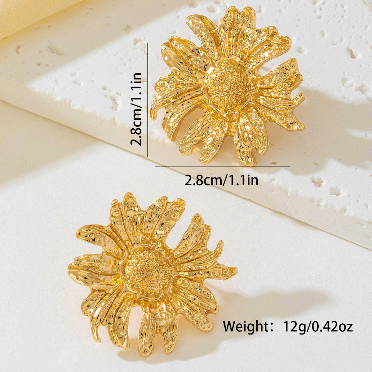 Planderful Vienna Verve Earrings – Retro Exquisite Metal Sunflower Design