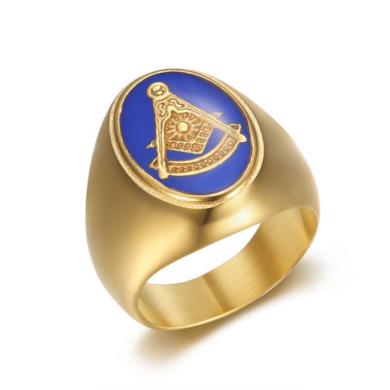Planderful Everyday Genie Stainless Steel Gold Plated Blue Ring For Men Durable Fashion Accessory
