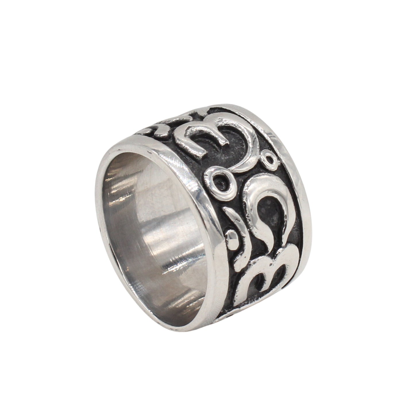 Planderful Everyday Genie – European and American Retro Six-Character Mantra Men's Titanium Steel Ring